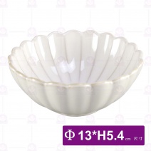 菊花淺碗窯變白5吋-Φ13xH5.4cm