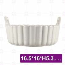 菊花雙耳碗窯變白6.25吋-16.5x16xH5.3cm
