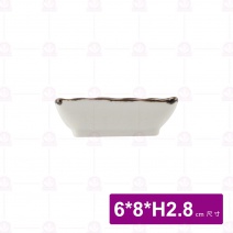 3.5吋二色雜草布紋長方醬碟 6x8xH2.8cm