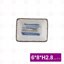 3.5吋白刷毛布紋長方醬碟 6x8xH2.8cm