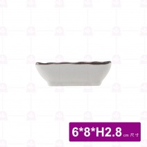 3.5吋白刷毛布紋長方醬碟 6x8xH2.8cm