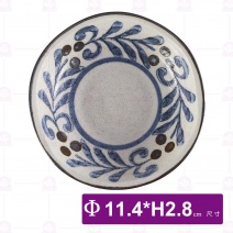 手繪圖滕4.5吋荷口淺碟-Φ11.4xH2.8cm