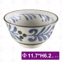 手繪圖滕4.5吋日式反口碗-Φ11.7xH6.2cm