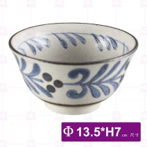 手繪圖滕5.25吋日式反口碗-Φ13.5xH7cm