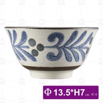 手繪圖滕5.25吋日式反口碗-Φ13.5xH7cm