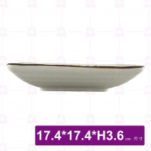 手繪圖滕6.5吋荷口四方盤-17.4x17.4xH3.6cm