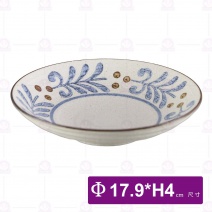 手繪圖滕7吋日式螺紋盤-Φ17.9xH4cm