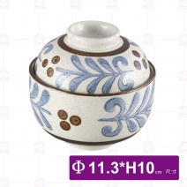 手繪圖滕4吋蓋碗-Φ11.3xH10cm
