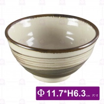 日荒引手繪飯碗(大)-Φ11.7xH6.3cm