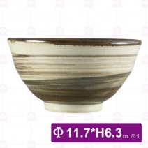 日荒引手繪飯碗(大)-Φ11.7xH6.3cm