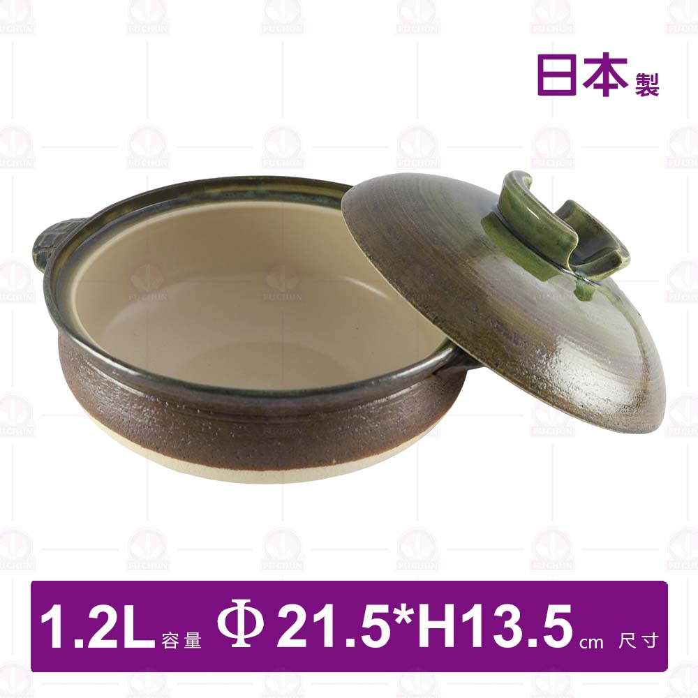 萬古燒南蠻玻璃耐熱深砂鍋(附蓋)7號-1.2L