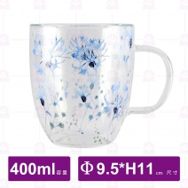 雙層玻璃馬克杯(幽藍之戀)-400ml