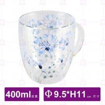 雙層玻璃馬克杯(幽藍之戀)-400ml