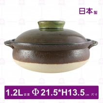 萬古燒南蠻玻璃耐熱深砂鍋(附蓋)7號-1.2L