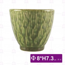 綠釉石紋茶杯-Φ8xH7.3cm