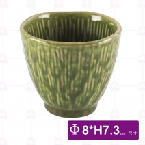 綠釉石紋茶杯-Φ8xH7.3cm