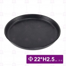 【組】304-22圓形牛排盤組  鐵板+木板Φ22xH2.5cm