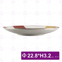 紅黃點 9吋盤-Φ22.8xH3.2cm