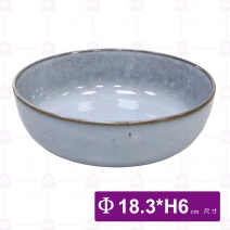 7吋淺缽(灰釉點)-Φ18.3xH6cm