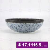 【日本】7吋日式浪紋陶瓷厚矮缽