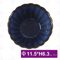 菊花深碗窯變藍4.5吋-Φ11.5xH6.3cm