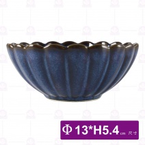 菊花淺碗窯變藍5吋-Φ13xH5.4cm