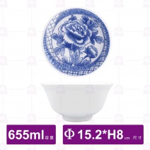 【全國磁器】SLW5020/9003全國深型碗(大牡丹)-655ml