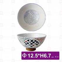 【日本製】H5911-58 深丸大平飯碗(青海波)-Φ12.5xH6.