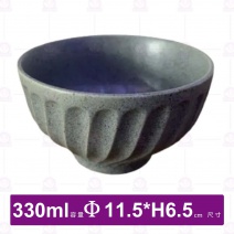 【日本製】H5858-01B 粗條紋陶瓷4.5吋碗(藍)-330ml