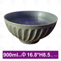 【日本製】H5858-03B 粗條紋陶瓷6吋碗(藍)-900ml