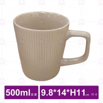 H8952-02C北歐線條陶瓷馬克杯(淺咖)-500ml