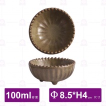 M0058-01C珠洸陶瓷3.5吋碟(銀棕)-100ml