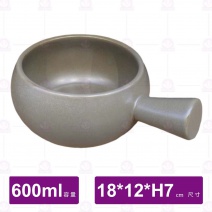 M4201日式粗陶5.3吋碗附柄(窯變灰藍)-600ml