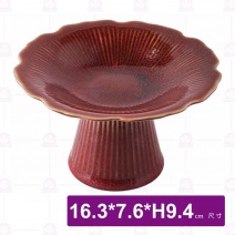 M4223 日式粗陶6吋高腳盤(窯變紫)-16.3x7.6xH9.4cm