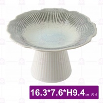 M4225 日式粗陶6吋高腳盤(灰)-16.3x7.6xH9.4cm