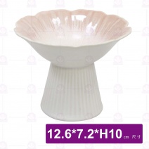 M4232 日式粗陶5吋高腳盤(粉)-12.6x7.2xH10cm