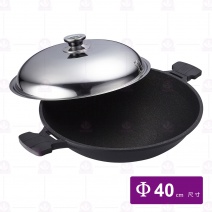 PERFECT日式黑金鋼炒鍋(附蓋)-雙耳