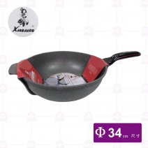 【KINDAIRO金太郎】原石鑄造雙面不沾炒鍋-Φ34cm