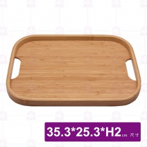 【菊川本味】握孔竹托盤(淺圓角長方)-35.3x25.3xH2cm