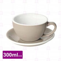 【LOVERAMICS愛陶樂】蛋形拿鐵杯盤組-灰褐色 300ml