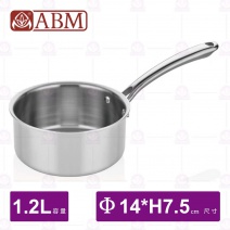 【ABM】三層複合不鏽鋼單柄湯鍋(無蓋)-Φ14cm
