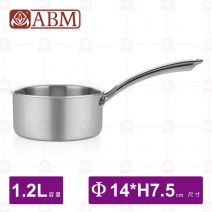 【ABM】三層複合不鏽鋼單柄湯鍋(無蓋)-Φ14cm