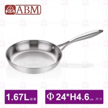 【ABM】三層複合不鏽鋼單柄平底炒鍋-Φ24cm