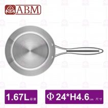 【ABM】三層複合不鏽鋼單柄平底炒鍋-Φ24cm