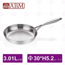 【ABM】三層複合不鏽鋼單柄平底炒鍋-Φ30cm