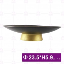 桐 9.25吋高腳盤(流金黑)-Φ23.5xH5.9cm