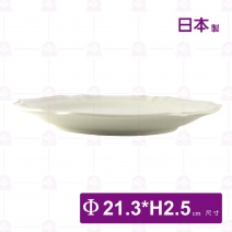 【日本製】陶8.5吋盤(白)-Φ21.3xH2.5cm