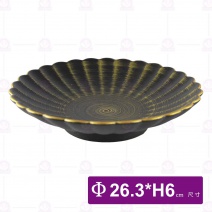 桐 10.5吋菊花深盤(流金黑)-Φ26.3xH6cm