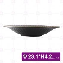 桐 9吋綻放湯盤(流金黑)-Φ23.1xH4.2cm