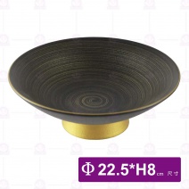 桐 9吋高腳湯碗(流金黑)-Φ22.5xH8cm